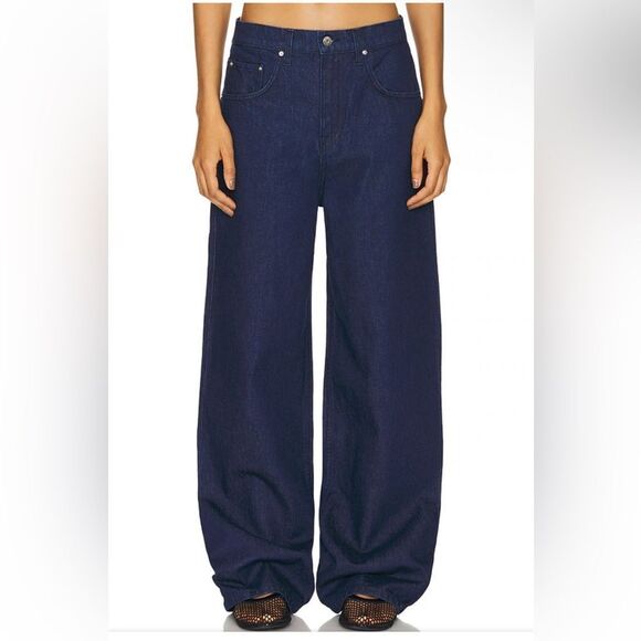 GRLFRND Enya Dropped Crotch Jeans Franklin dark blue denim baggy Revolve 27-31 - Picture 4 of 14